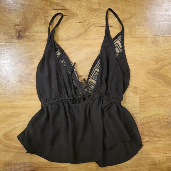 Free People XS Surplice Neckline Black Spaghetti Strap V Back - Picture 4 of 4